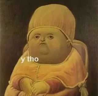 🤨 90c602ae y tho Мем, Смешной, Толстый, Желтый, Искусство telegram sticker