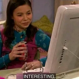 😃 e9dc5f64 Miranda Cosgrove iCarly INTERESTING. интернет, мем, тв, icarly, смешно, реакция telegram sticker