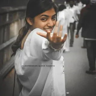 🙋‍♀ 209135da IG//EXPRESSION QUEEN NAZRIYA женщина, средний палец, жест, позирование, улыбка, кэжуал telegram sticker