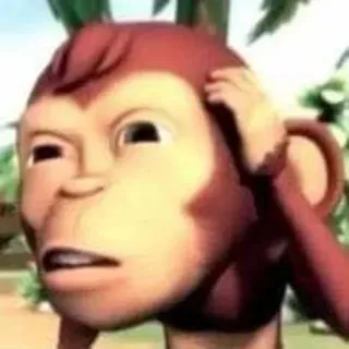 🤔 3668a0ec bingung, monyet, kartun, hewan, berpikir whatsapp sticker