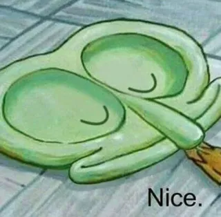 🤔 41252412 Squidward Spongebob Squarepants Nice. squidward, spongebob, kartun, tidur, imut whatsapp sticker