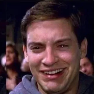 😂 84bdd648 Peter Parker Spider-Man meme, menangis, senang, sedih, Tobey Maguire whatsapp sticker