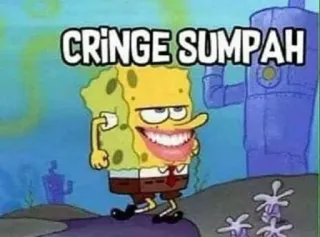🤔 ce90ce13 Spongebob CRINGE SUMPAH spongebob, cringe, sumpah, meme, lucu whatsapp sticker