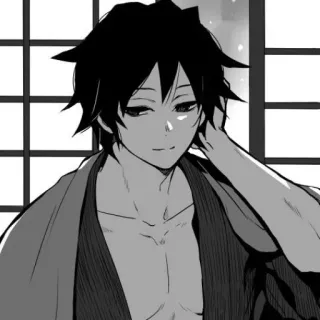 🌊 b603d4ab Anime, Manga, Pria, Hitam putih, Kimono, Santai telegram sticker