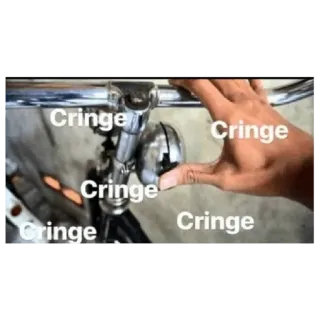 🤔 fd3f1be2 Cringe Cringe Cringe Cringe cringe, bicicleta, mão, meme whatsapp sticker