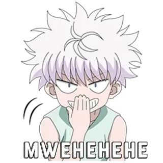 😁 dbff338b Killua Zoldyck Hunter x Hunter MWEHEHEHEHE Anime, Méchant, Malicieux, Rire, Dessin animé telegram sticker