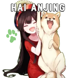 🙂 f8a6d1fb HAI ANJING Anime, Chien, Fille, Ami, Dessin animé telegram sticker