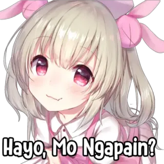 😏 3b42d775 Hayo, Mo Ngapain? アニメ, 女の子, 可愛い, ピンク, 漫画 whatsapp sticker