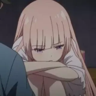 😓 97e4f746 アニメ, 悲しい, 女の子, 座り whatsapp sticker