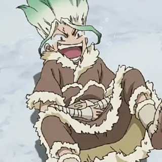 🤣 a864c308 Ishigami Senku Dr. Stone アニメ, 科学者, 幸せ, 石, 時代 whatsapp sticker