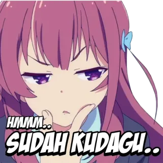 🤔 c271ac9f HMMM.. SUDAH KUDAGU.. アニメ, 女の子, 考え中, うーん, Sudah, Kudagu whatsapp sticker