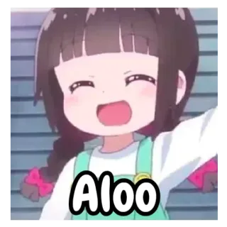 👋 2750a862 Aloo Anime, Meisje, Cartoon, Leuk, Glimlach telegram sticker