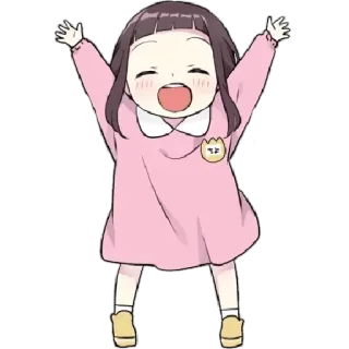 😄 55ae8f4b Cartoon, Meisje, Blij, Springen, Schattig telegram sticker