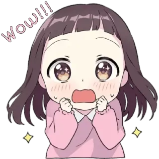 😃 d7baaa50 WOW!!! Anime, Wow, Geschrokken, Leuk, Meisje, Verrast telegram sticker