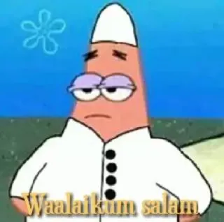 ➖ 6c327d4c Patrick Star SpongeBob SquarePants Waalaikum salam patrick, spongebob, islam, salam, cartoon, greeting telegram sticker