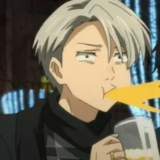 🏳 77da39f8 Viktor Nikiforov Yuri on Ice anime, drinking, beer, animated telegram sticker