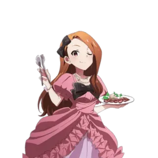 😌 a89f64d7 Anime, Váy, Đồ ăn, Cô gái, Đĩa, Phần ăn telegram sticker