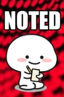 👍 54015b10 NOTED note, taking notes, scribble, writing, white telegram sticker