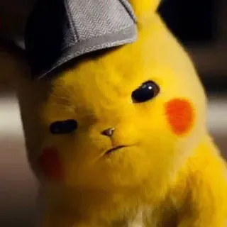 😑 b35edc94 Pikachu Detective Pikachu pokemon, detective, yellow, hat, cute telegram sticker