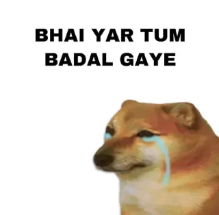 😭 ed4be507 BHAI YAR TUM BADAL GAYE dog, cheems, cry, sad, meme telegram sticker