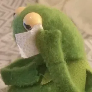 😔 03ce2918 Kermit パペット, 悲しい, ティッシュ, マペット, 緑 telegram sticker