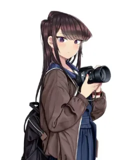 🖤 9401388c Komi Shouko Komi Can't Communicate Anime, Komi, Dziewczyna, Aparat, Uczennica, Fotograf whatsapp sticker