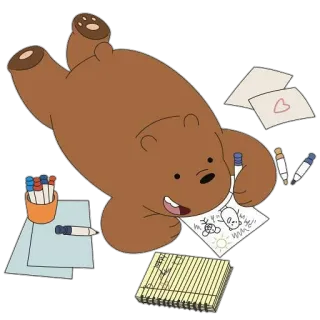 ✍ 0359b14e Grizzly Bear We Bare Bears 卡通, 熊, 绘画, 可爱, 灰熊 telegram sticker