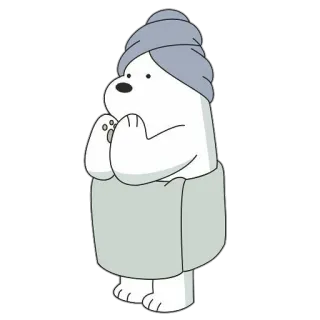 🧖‍♀ 13c55435 Ice Bear We Bare Bears 熊, 北极熊, 卡通, 毛巾, 淋浴 telegram sticker