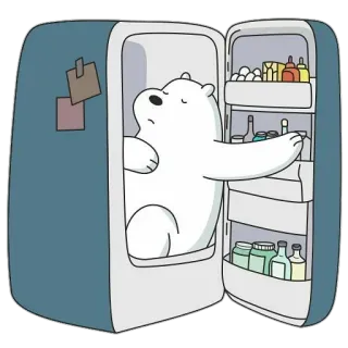 😞 27447cfe Ice Bear We Bare Bears 熊, 北极熊, 冰箱, 食物, 卡通 telegram sticker