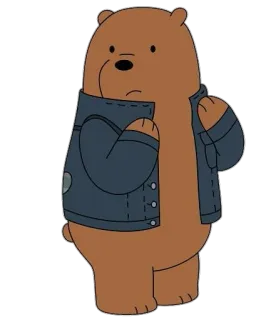 🤔 346f9408 Grizzly Bear We Bare Bears 熊, 卡通, 动物, 夹克 telegram sticker