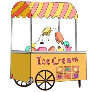 🍦 3f385a55 Ice Cream 冰淇淋, 熊, 卡通, 食物, 零食, 甜点, 车 telegram sticker