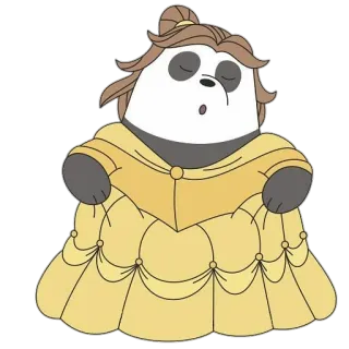 😎 4f960b23 Panda We Bare Bears 熊, 卡通, 连衣裙, 困, 迪士尼, 公主 telegram sticker