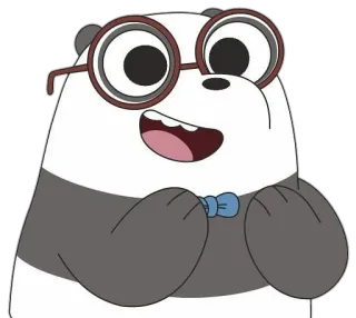 😀 50664324 Panda We Bare Bears 熊, 熊猫, 卡通, 眼镜, 书呆子 telegram sticker
