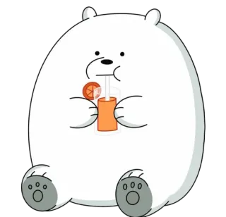 🍹 584c6302 Ice Bear We Bare Bears 熊, 卡通, 动物, 饮料, 橙色, 北极熊 telegram sticker