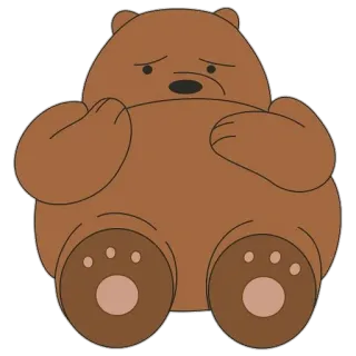 😕 6bef7bc2 Grizz We Bare Bears 熊, 卡通, 动物, 灰熊, 悲伤 telegram sticker