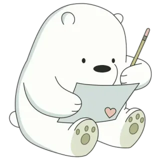 💌 835ea905 Ice Bear We Bare Bears 熊, 冰, 书写, 卡通, 爱心, 可爱 telegram sticker