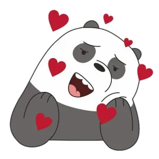 🥰 bc044a7f Panda We Bare Bears 熊猫, 爱心, 卡通, 爱, 可爱, 动物 telegram sticker
