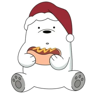😮 d9acca80 Ice Bear We Bare Bears 熊, 北极熊, 卡通, 可爱, 圣诞节, 热狗 telegram sticker