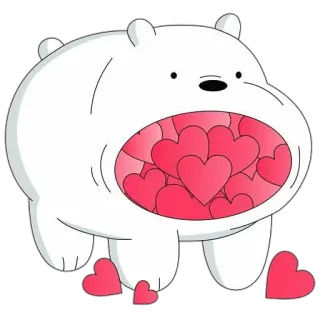 🤡 f5c1ea62 Ice Bear We Bare Bears 卡通, 熊, 心, 爱, 可爱 telegram sticker