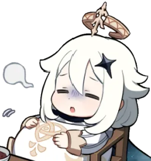 😮‍💨 bff9a028 Paimon Genshin Impact paimon, genshin impact, anime, cansado, chibi telegram sticker