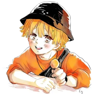 🍭 0fc79934 Zenitsu Agatsuma Demon Slayer 动漫, 漫画, 可爱, 男孩, Q版 telegram sticker