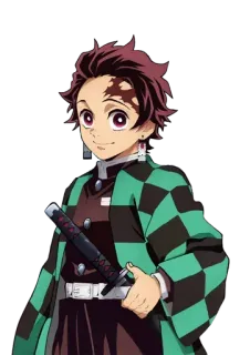 😊 48baa440 Tanjiro Kamado Demon Slayer 动漫, 鬼灭之刃, 炭治郎, 角色, 剑 telegram sticker