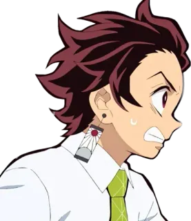 😡 bd09d130 Tanjiro Kamado Demon Slayer 动漫, 鬼灭之刃, 炭治郎, 角色, 惊讶 telegram sticker