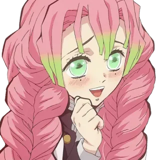 😄 c565ad92 Mitsuri Kanroji Demon Slayer 动漫, 女孩, 可爱, 鬼灭之刃, 蜜璃, 甘露寺 telegram sticker