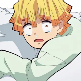 😰 ceae5e53 Zenitsu Agatsuma Demon Slayer 动漫, 鬼灭之刃, 我妻善逸, 哭泣 telegram sticker