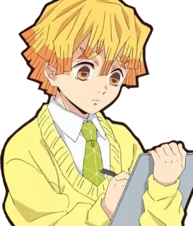 📚 d618b2e4 Zenitsu Agatsuma Demon Slayer 动漫, 漫画, 鬼灭之刃, 善逸, 绘画, 写作 telegram sticker