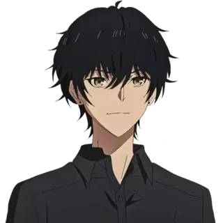 🙂 cfcde81c anime, zwart haar, oorbellen, serieus, mannelijk whatsapp sticker