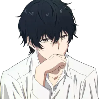 🤔 d189c667 Anime, Jongen, Peinzend, Denkend, Donker haar whatsapp sticker