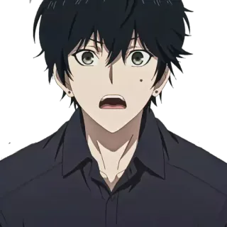 😨 fe59f71d anime, geschokt, verrast, man, zwart haar whatsapp sticker