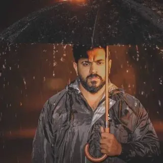 🤨 d9ad7764 man, rain, umbrella, wet, dark telegram sticker